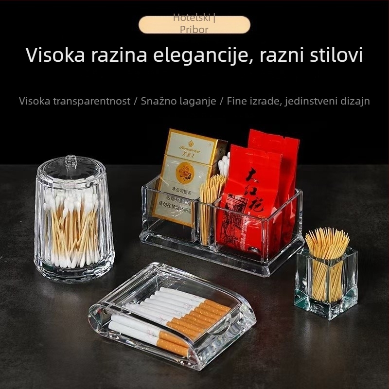Akrilna kutija za vrećice čaja, vrećica za kavu, vrećica za slatkiše, sjedalo, hotel, restoran, kutija za čačkalice, držač za posjetnice otporan na pad s pretincem