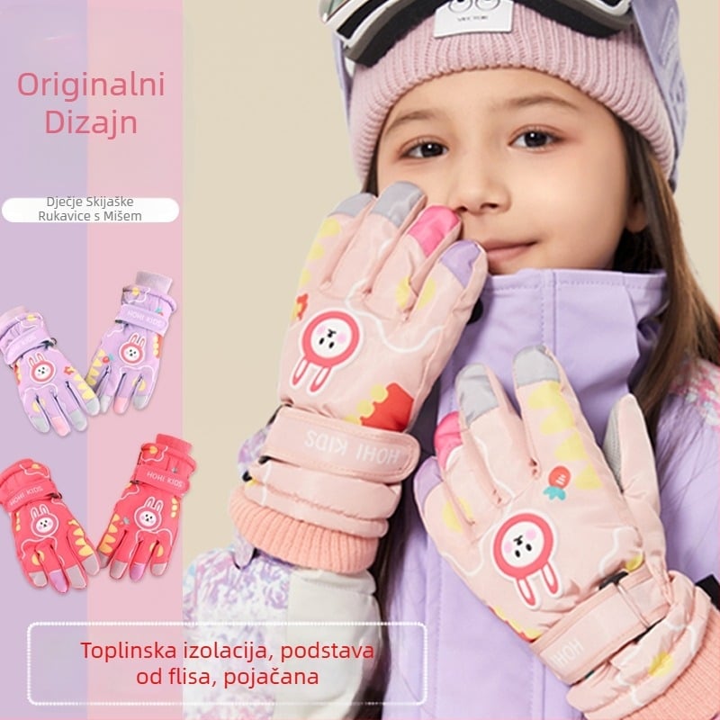 Proizvođačeve gotove dječje skijaške rukavice Bunny Zimske djevojčice i dječaci Vodootporne i hladnootporne Plus baršunasti zadebljani pamuk prema Heattechu