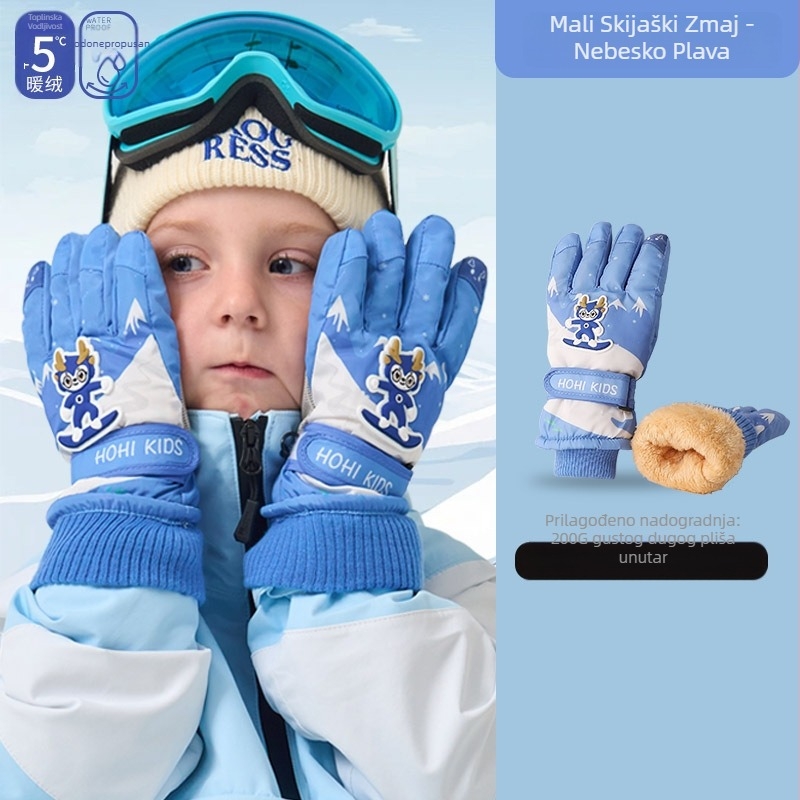 Proizvođačeve gotove dječje skijaške rukavice Bunny Zimske djevojčice i dječaci Vodootporne i hladnootporne Plus baršunasti zadebljani pamuk prema Heattechu
