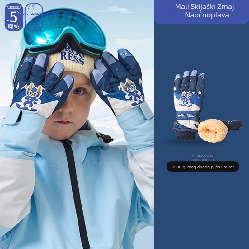 Proizvođačeve gotove dječje skijaške rukavice Bunny Zimske djevojčice i dječaci Vodootporne i hladnootporne Plus baršunasti zadebljani pamuk prema Heattechu