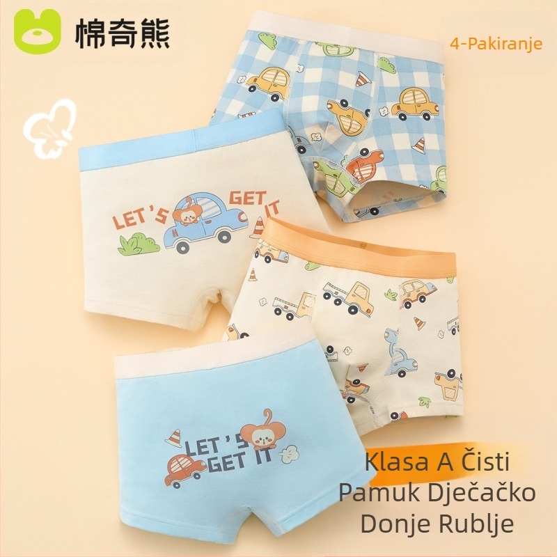 Donje rublje za dječake, Dječje bokserice A-Cotton za dječake, Bez stražnjice za bebe, Bokserice za velike djecu, Antibakterijske