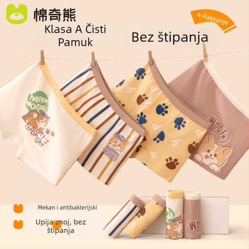 Donje rublje za dječake, Dječje bokserice A-Cotton za dječake, Bez stražnjice za bebe, Bokserice za velike djecu, Antibakterijske