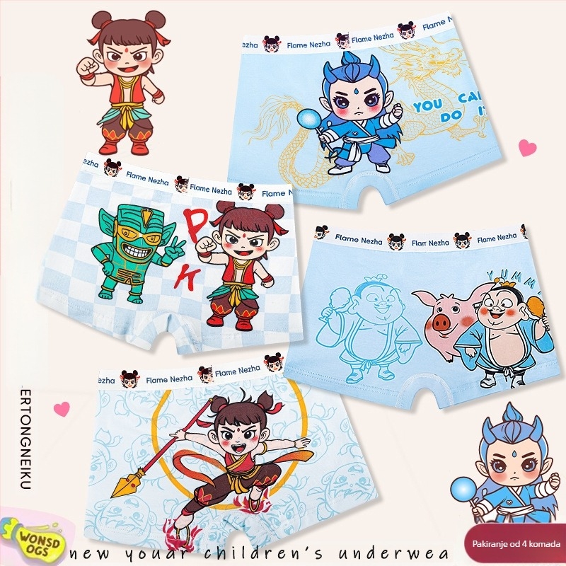 Pamučno donje rublje za dječake Bokserice Crtane prozračne dječje donje rublje Bokserice za dječake Studentsko donje rublje