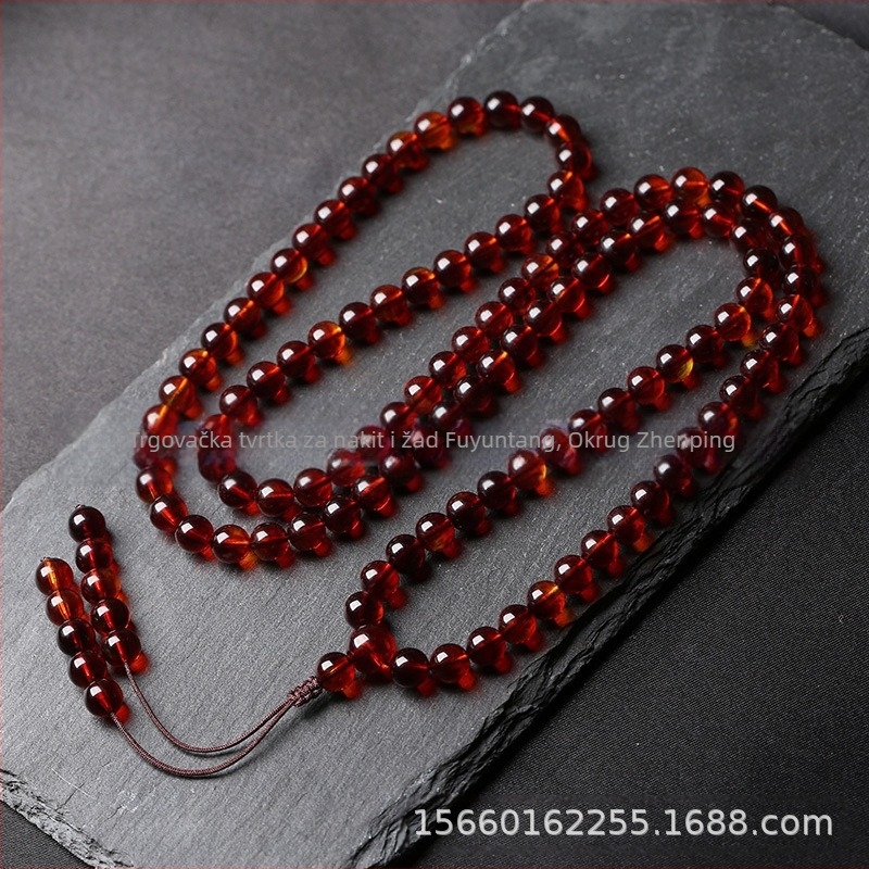 Proizvođač veleprodaje burmanskih krvavih jantara druge generacije 108 perli od pčelinjeg voska s više krugova za muškarce i žene, okrugle perle, narukvica od jantarnog lanca