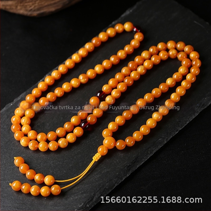 Proizvođač veleprodaje burmanskih krvavih jantara druge generacije 108 perli od pčelinjeg voska s više krugova za muškarce i žene, okrugle perle, narukvica od jantarnog lanca