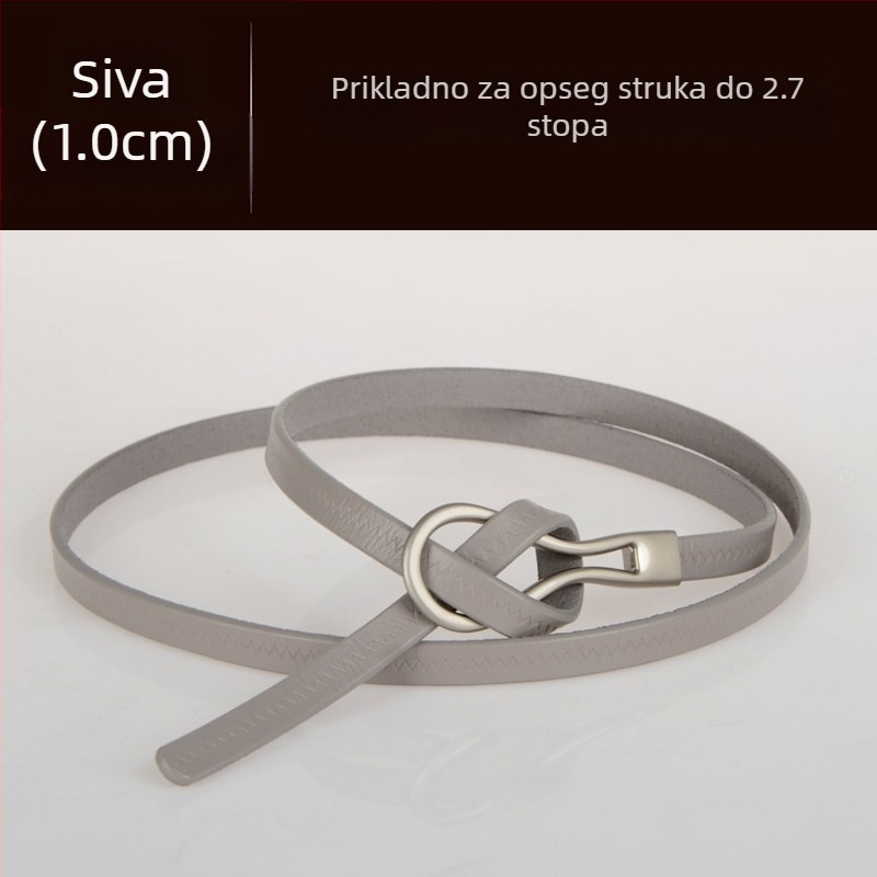 Ženski remen od kravlje kože, moderan, univerzalni tanki remen od prave kože s tankim ukrasom i vunenom haljinom