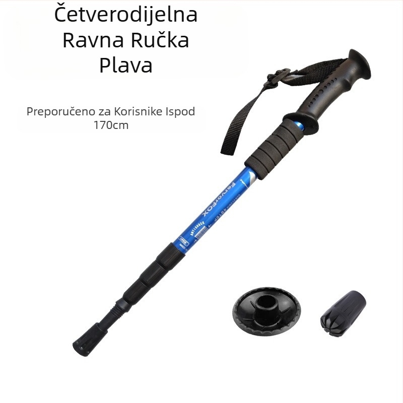 Putni pribor Četverosekcijski nosač za nadstrešnicu od aluminijske legure koji apsorbira udarce, ultra lagana ravna ručka sa zakrivljenom ručkom, štake za planinarenje, vanjski planinarski štapovi