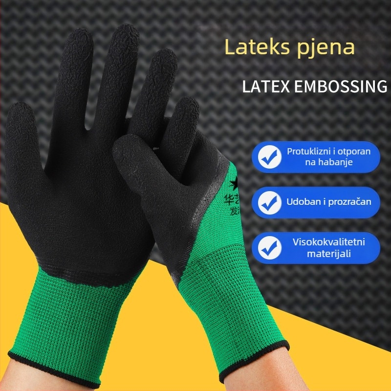 Rukavice za zaštitu na radu, otporne na habanje, gumene, za umakanje, lateks, otporne na habanje, neklizajuće, prozračne, viseće ljepljive radne rukavice s ljepilom