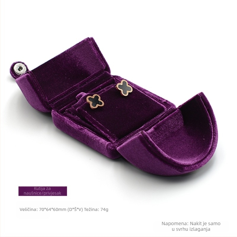 Kutija za narukvice s dvostrukim otvorenim kopčama, baršunasta kutija za prstenje, kutija za par prstenja, kutija za naušnice, kutija za ogrlice, kutija za narukvice