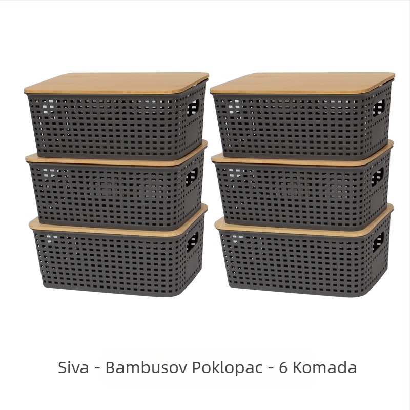 Amazon s poklopcem od ratana i bambusa koji se lako pohranjuje u kuhinji, jednostavnom tvornicom kutija za pohranu na radnoj površini