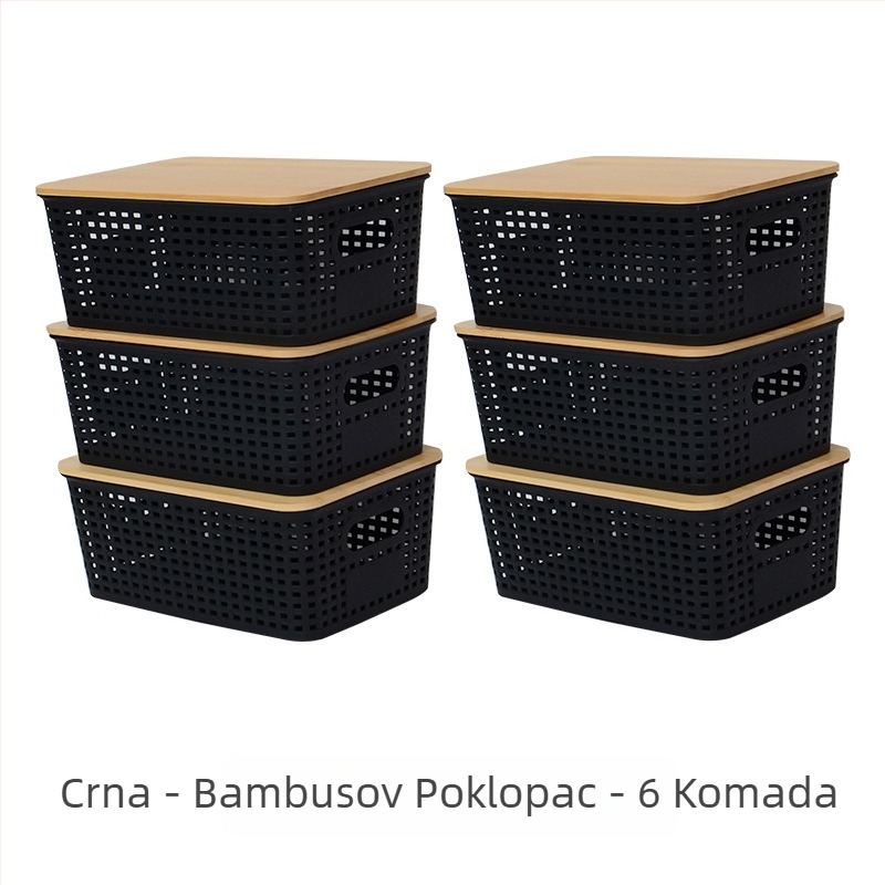 Amazon s poklopcem od ratana i bambusa koji se lako pohranjuje u kuhinji, jednostavnom tvornicom kutija za pohranu na radnoj površini