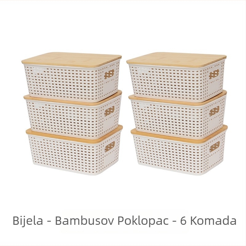Amazon s poklopcem od ratana i bambusa koji se lako pohranjuje u kuhinji, jednostavnom tvornicom kutija za pohranu na radnoj površini