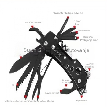 Veleprodaja švicarskog višenamjenskog noža za kampiranje na otvorenom, oštrog sklopivog noža za voće, samoobrana, prijenosne kombinacije