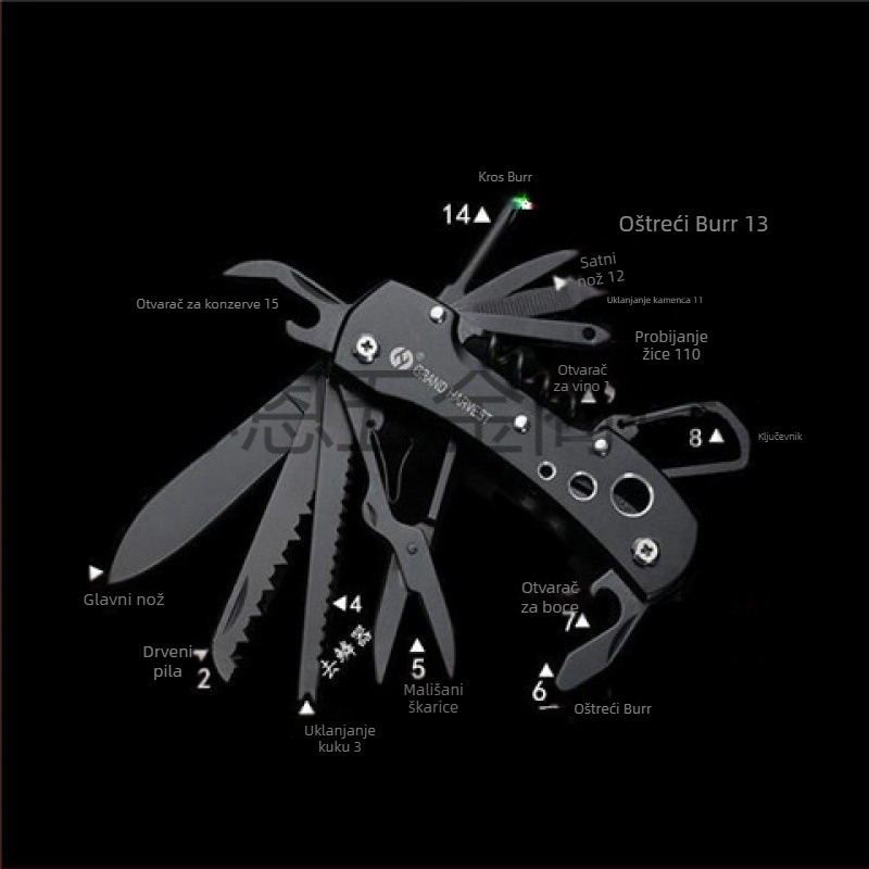 Veleprodaja švicarskog višenamjenskog noža za kampiranje na otvorenom, oštrog sklopivog noža za voće, samoobrana, prijenosne kombinacije