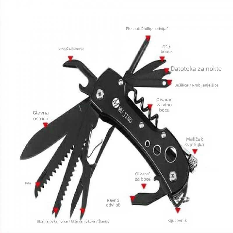 Veleprodaja švicarskog višenamjenskog noža za kampiranje na otvorenom, oštrog sklopivog noža za voće, samoobrana, prijenosne kombinacije