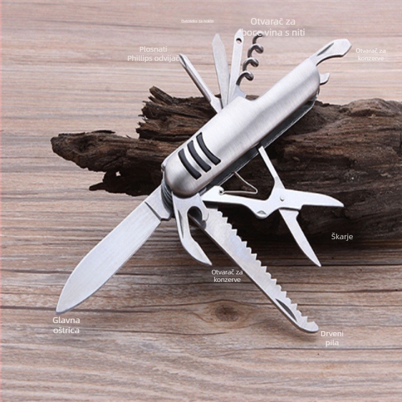 Veleprodaja švicarskog višenamjenskog noža za kampiranje na otvorenom, oštrog sklopivog noža za voće, samoobrana, prijenosne kombinacije