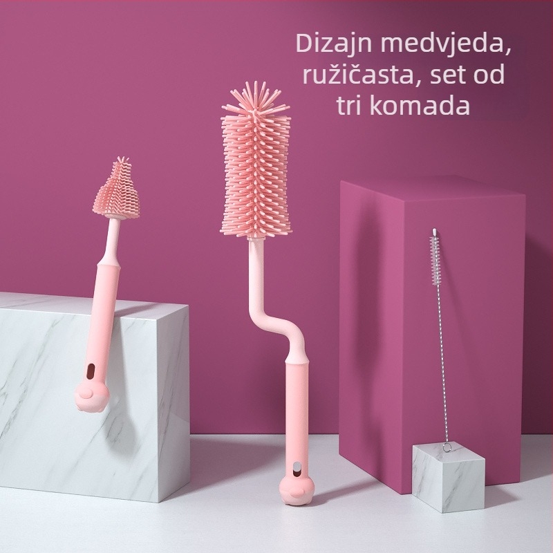 Silikonska četka za bočice, četka za dječje dude, četka za slamku, rotirajuća četka za pranje bočica, četka za ispiranje i čišćenje, set četkica za čišćenje