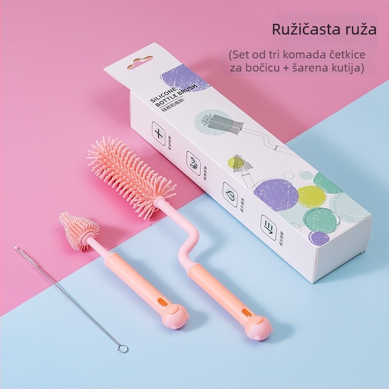 Silikonska četka za bočice, četka za dječje dude, četka za slamku, rotirajuća četka za pranje bočica, četka za ispiranje i čišćenje, set četkica za čišćenje