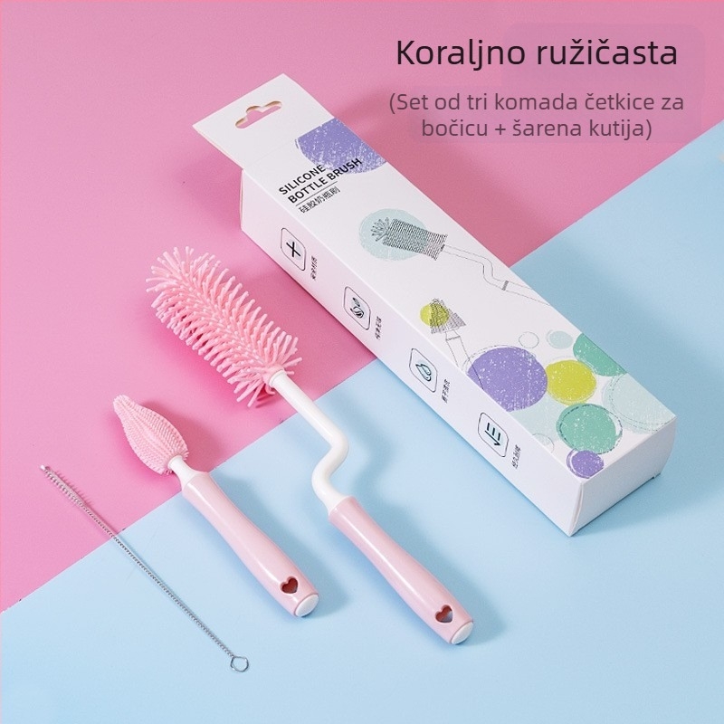 Silikonska četka za bočice, četka za dječje dude, četka za slamku, rotirajuća četka za pranje bočica, četka za ispiranje i čišćenje, set četkica za čišćenje