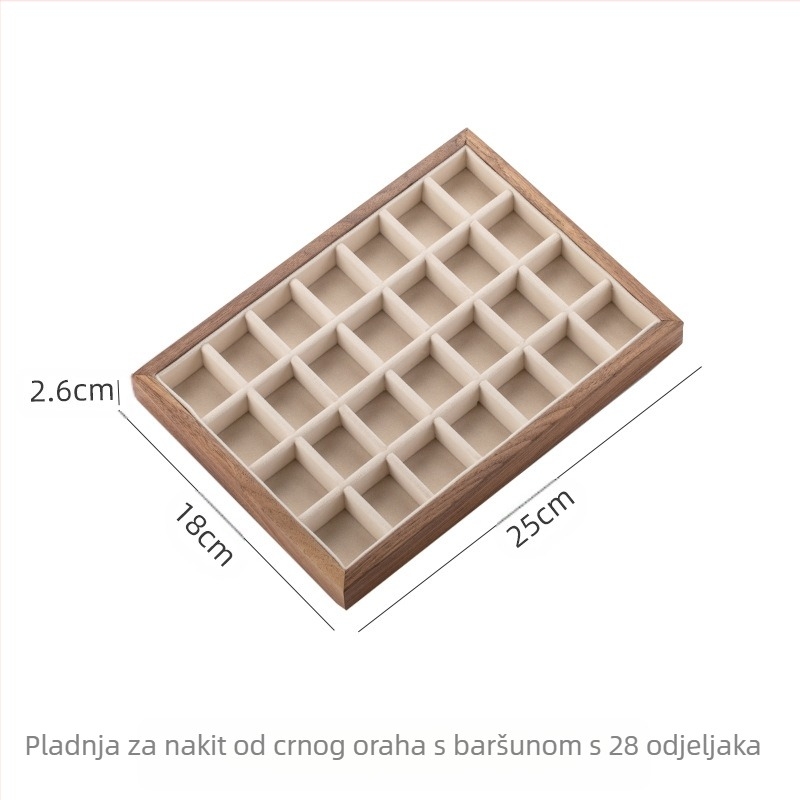 Kutija za nakit od punog drva crnog oraha velikog kapaciteta, kutija za nakit za naušnice, ogrlice, mala ukrasna kutija, tvornica za ravnu kosu
