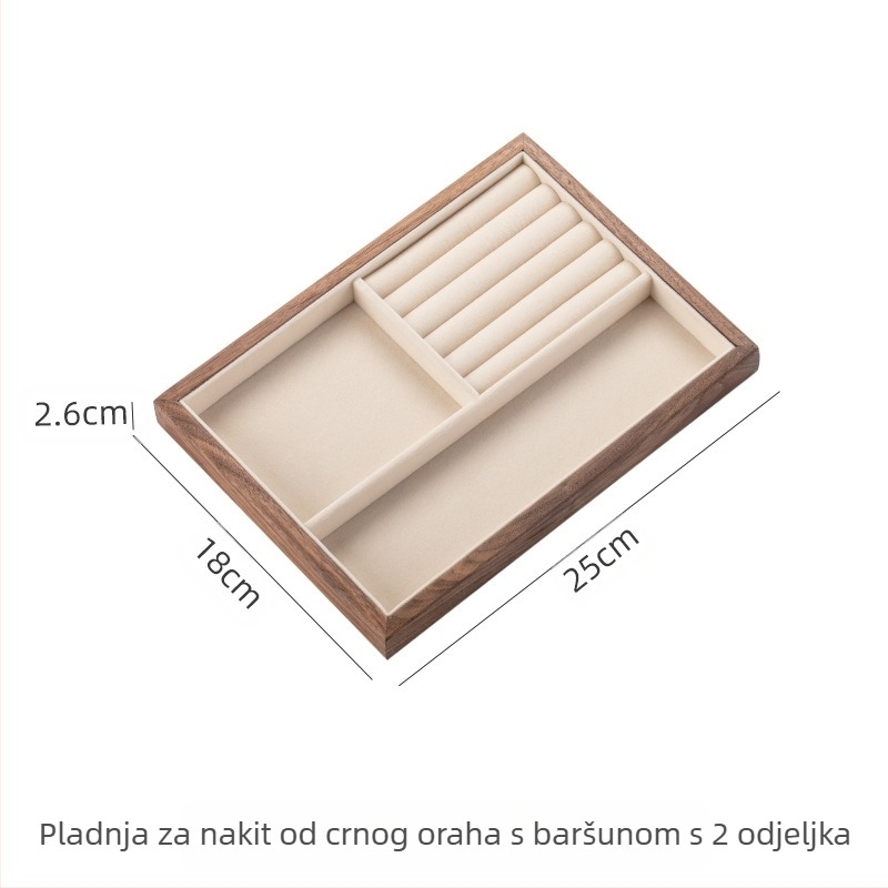 Kutija za nakit od punog drva crnog oraha velikog kapaciteta, kutija za nakit za naušnice, ogrlice, mala ukrasna kutija, tvornica za ravnu kosu