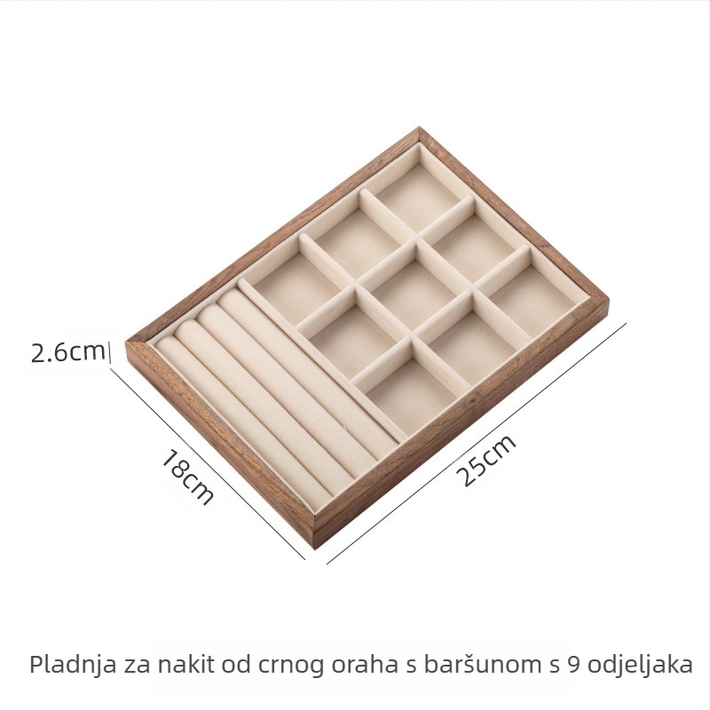 Kutija za nakit od punog drva crnog oraha velikog kapaciteta, kutija za nakit za naušnice, ogrlice, mala ukrasna kutija, tvornica za ravnu kosu