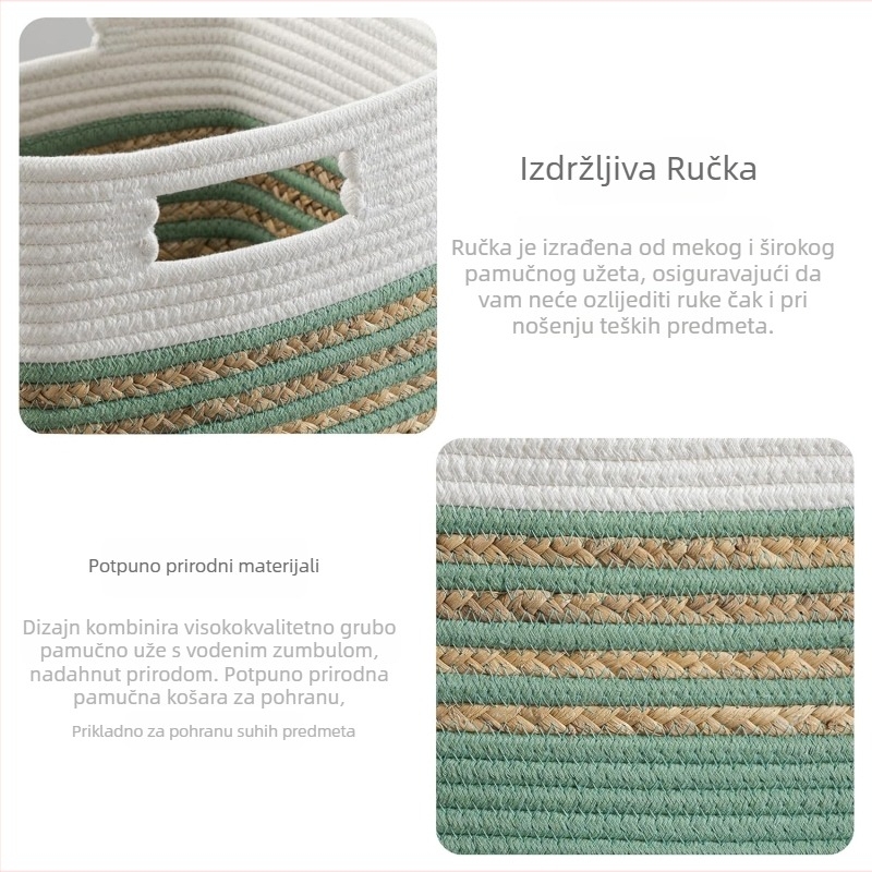Prekogranična košara za pohranu od pamučnog užeta, pletena od užadi, stolna košara za igračke, sitnice, ormar za izlaganje, sklopiva košara za pohranu