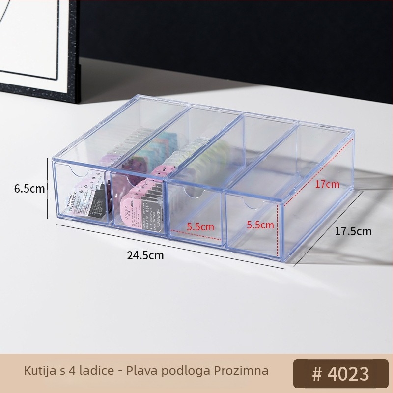 Kutija za pohranu naočala s ladicama za stolno računalo, jednostavna prozirna kutija za pohranu s više odjeljaka, organizator za kozmetičke sitnice za studentski dom