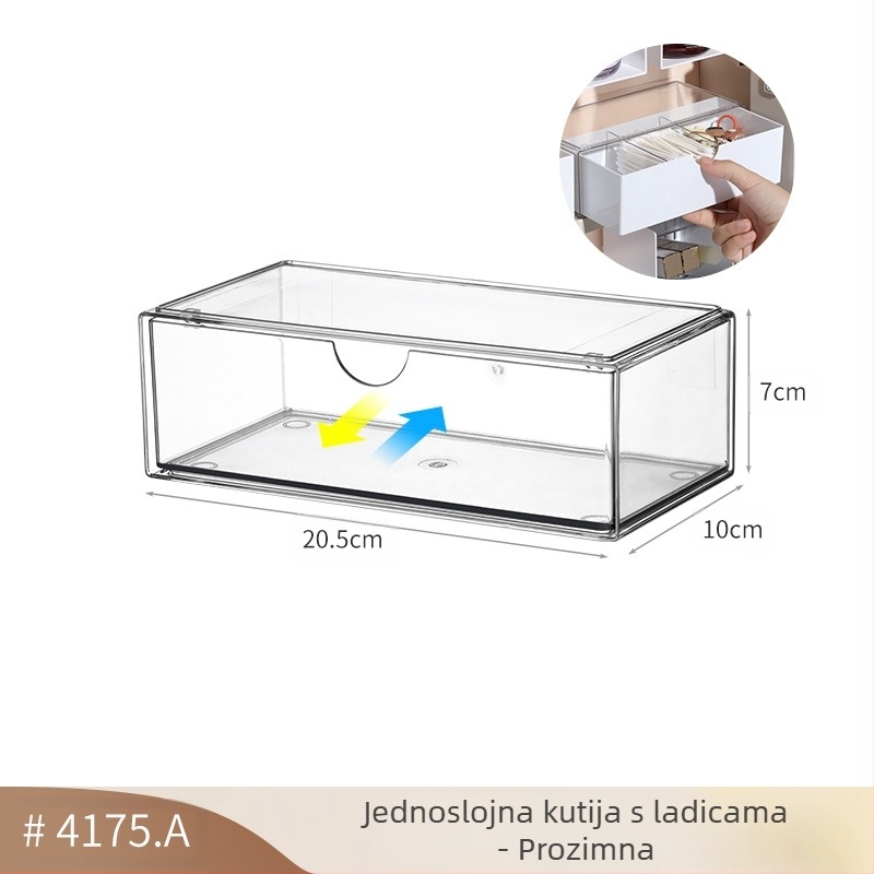 Kutija za pohranu naočala s ladicama za stolno računalo, jednostavna prozirna kutija za pohranu s više odjeljaka, organizator za kozmetičke sitnice za studentski dom