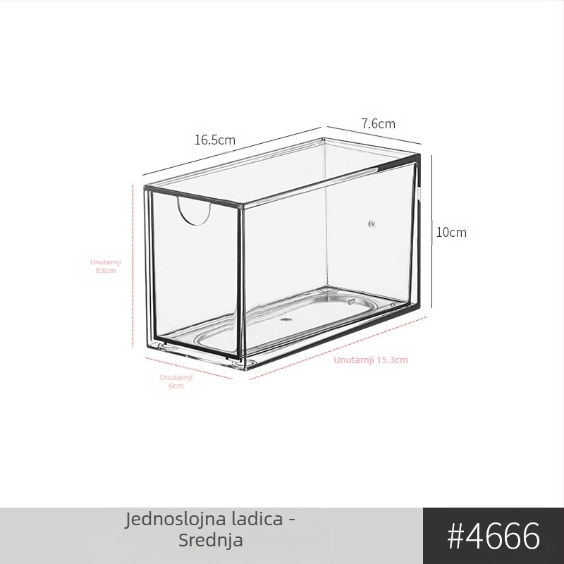 Kutija za pohranu naočala s ladicama za stolno računalo, jednostavna prozirna kutija za pohranu s više odjeljaka, organizator za kozmetičke sitnice za studentski dom