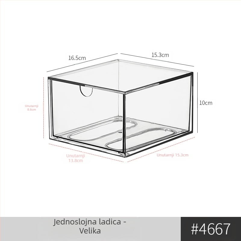 Kutija za pohranu naočala s ladicama za stolno računalo, jednostavna prozirna kutija za pohranu s više odjeljaka, organizator za kozmetičke sitnice za studentski dom