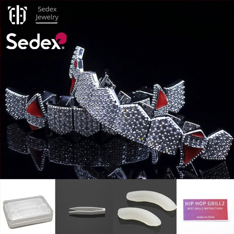 Dodaci za hip-hop aparatić za Noć vještica, prekogranični, 14-karatni zlatni, galvanizirani bakreni cirkonij, pretjerani rap dijamantni aparatić za zube