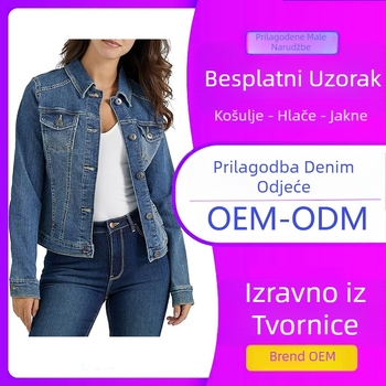 Oprana ženska jesenska traper jakna, jakna po mjeri s prekograničnim uzorkom, višebojna retro traper jakna