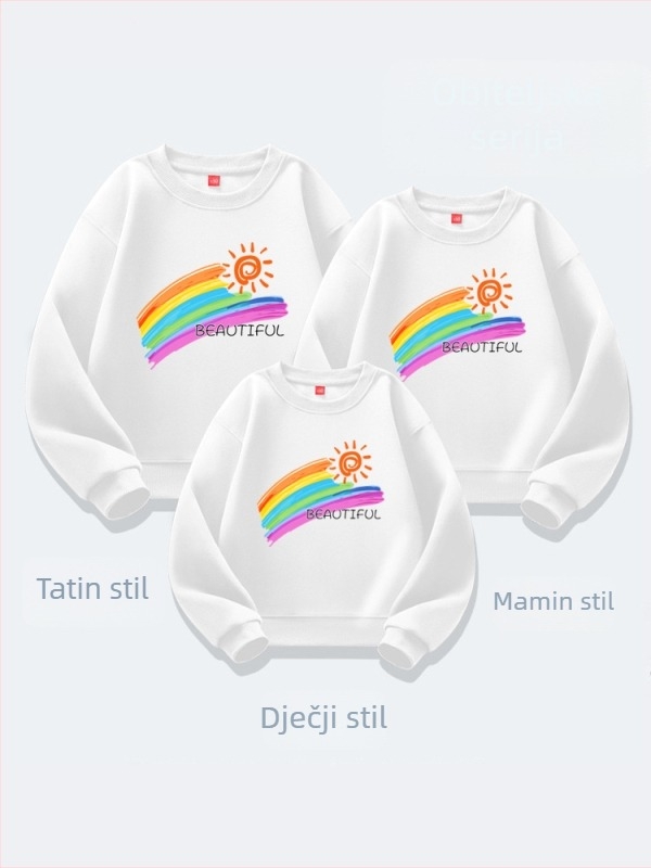 Odjeća za aktivnosti roditelja i djece u vrtiću za jesen i zimu, školski sportovi za učenike, ležerni top, odjeća za roditelje i djecu, novi džemper