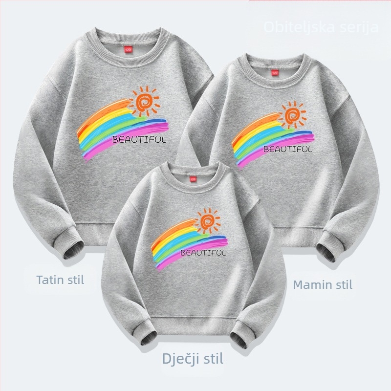 Odjeća za aktivnosti roditelja i djece u vrtiću za jesen i zimu, školski sportovi za učenike, ležerni top, odjeća za roditelje i djecu, novi džemper