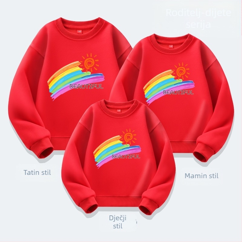 Odjeća za aktivnosti roditelja i djece u vrtiću za jesen i zimu, školski sportovi za učenike, ležerni top, odjeća za roditelje i djecu, novi džemper