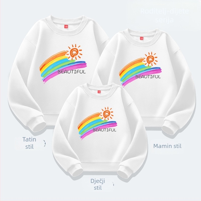 Odjeća za aktivnosti roditelja i djece u vrtiću za jesen i zimu, školski sportovi za učenike, ležerni top, odjeća za roditelje i djecu, novi džemper