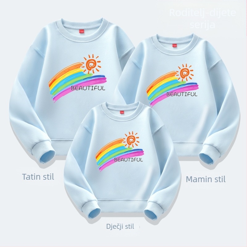 Odjeća za aktivnosti roditelja i djece u vrtiću za jesen i zimu, školski sportovi za učenike, ležerni top, odjeća za roditelje i djecu, novi džemper