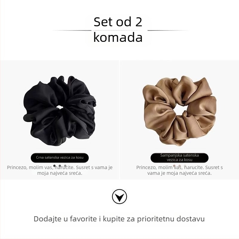 Satin Sense petlja za kosu s debelim crijevom, elegantna vezica za žene, jednostavna kuglasta glava, univerzalno pokrivalo za glavu, vrhunska, svijetlo-luksuzna, bijela