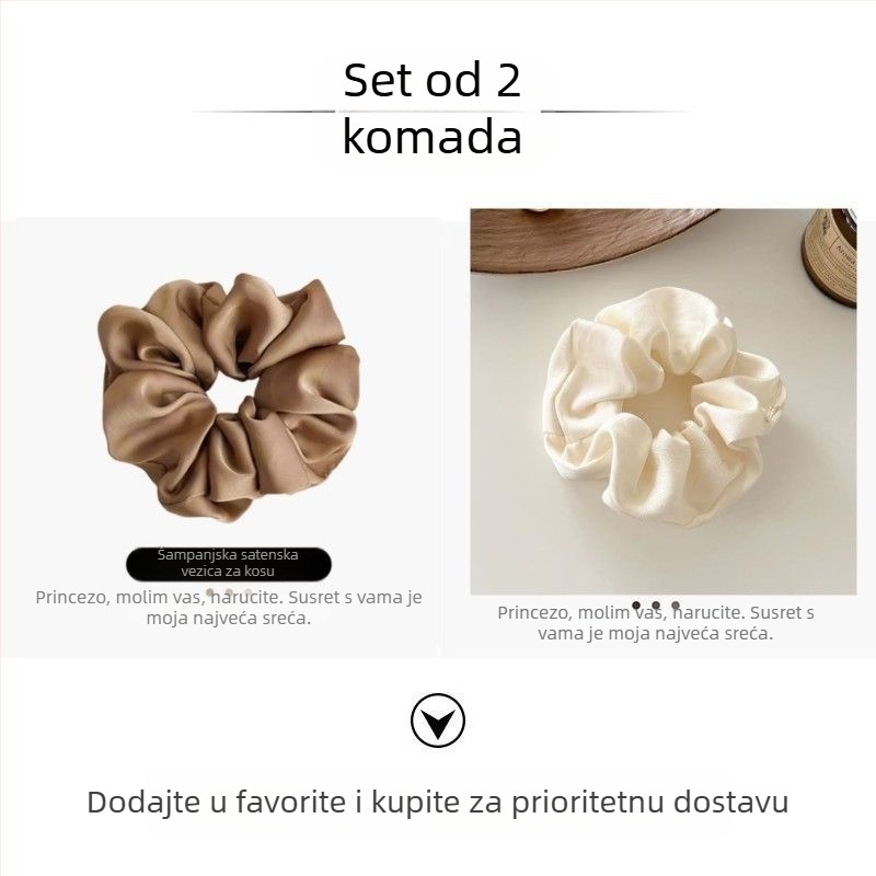 Satin Sense petlja za kosu s debelim crijevom, elegantna vezica za žene, jednostavna kuglasta glava, univerzalno pokrivalo za glavu, vrhunska, svijetlo-luksuzna, bijela