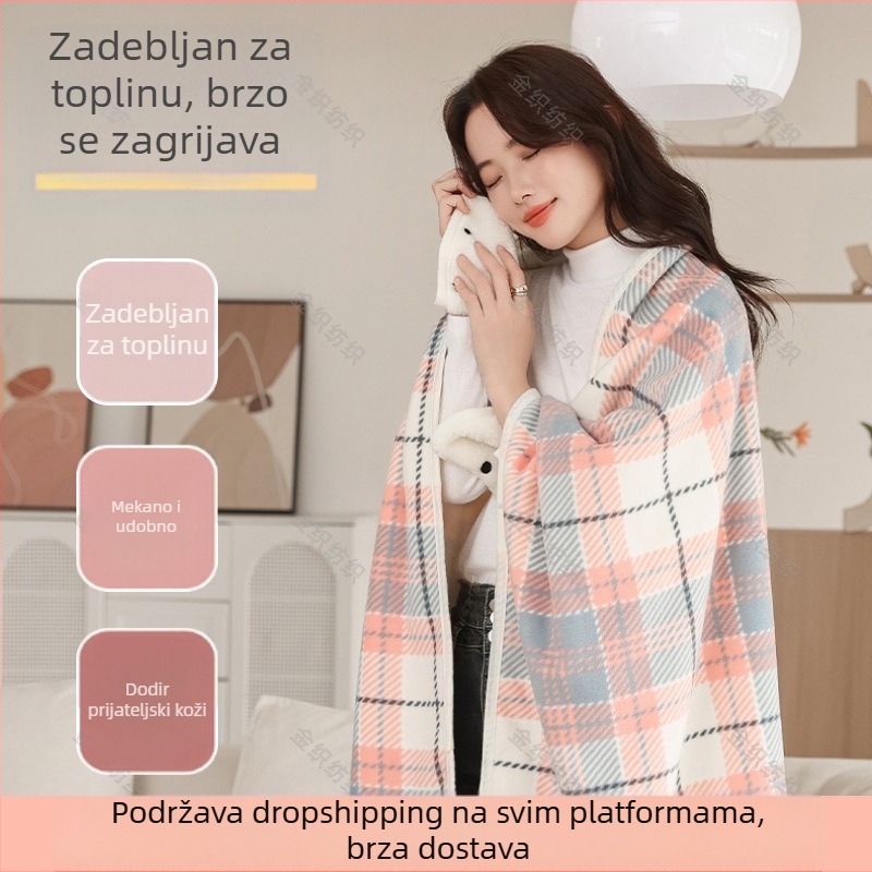 Prekogranična višenamjenska dvoslojna deka od debelog flisa, ležerna uredska deka, ženska topla deka od šala s kopčom