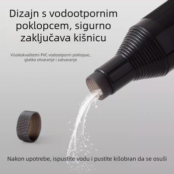 Golf kišobran s dugom ručkom i vodootpornom navlakom, poluautomatsko otvaranje i zatvaranje, automobilski kišobran s ravnom šipkom, jaka otpornost na vjetar, crna gumena krema za sunčanje