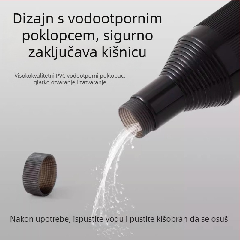 Golf kišobran s dugom ručkom i vodootpornom navlakom, poluautomatsko otvaranje i zatvaranje, automobilski kišobran s ravnom šipkom, jaka otpornost na vjetar, crna gumena krema za sunčanje