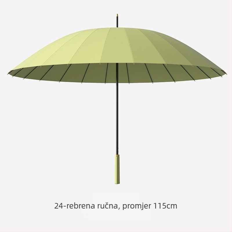 Golf kišobran s dugom ručkom i vodootpornom navlakom, poluautomatsko otvaranje i zatvaranje, automobilski kišobran s ravnom šipkom, jaka otpornost na vjetar, crna gumena krema za sunčanje