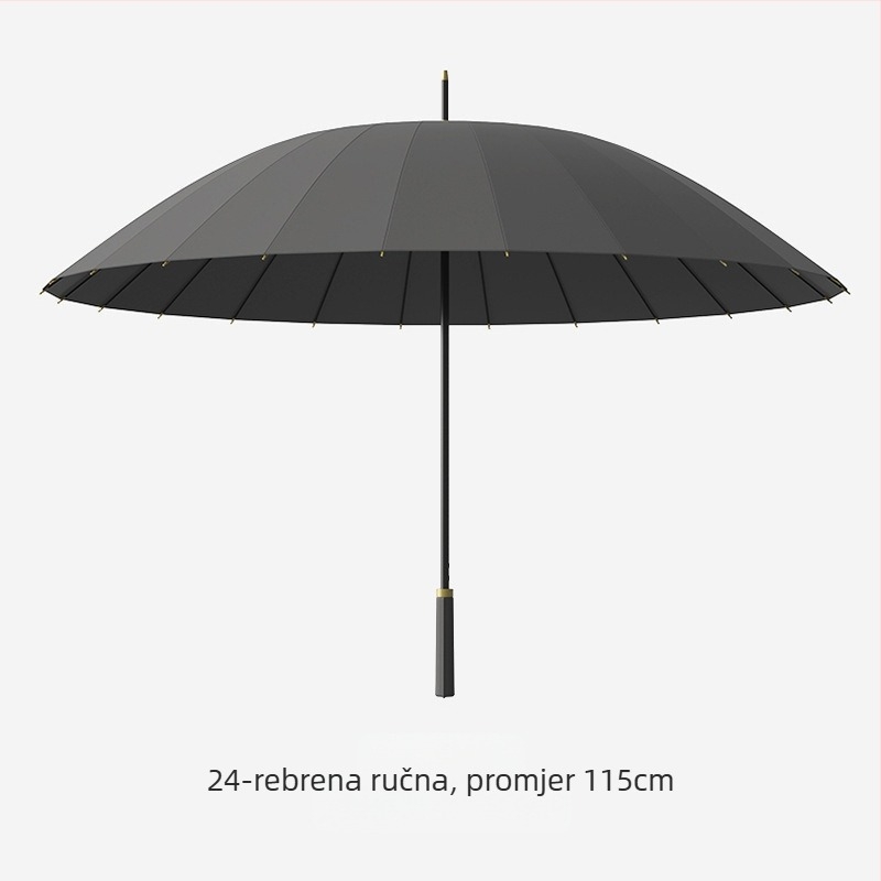 Golf kišobran s dugom ručkom i vodootpornom navlakom, poluautomatsko otvaranje i zatvaranje, automobilski kišobran s ravnom šipkom, jaka otpornost na vjetar, crna gumena krema za sunčanje