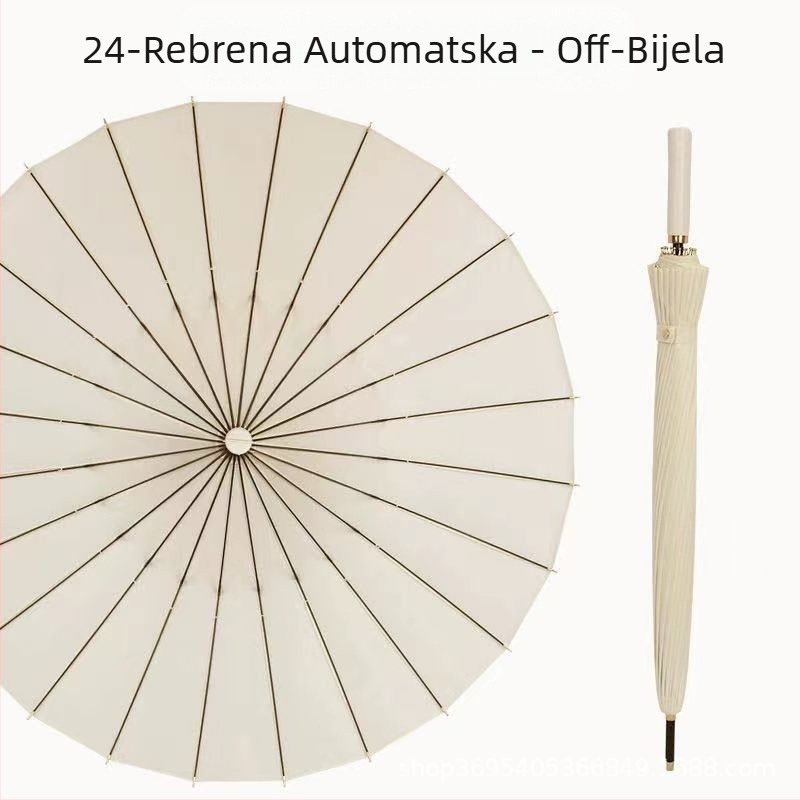 Golf kišobran s dugom ručkom i vodootpornom navlakom, poluautomatsko otvaranje i zatvaranje, automobilski kišobran s ravnom šipkom, jaka otpornost na vjetar, crna gumena krema za sunčanje