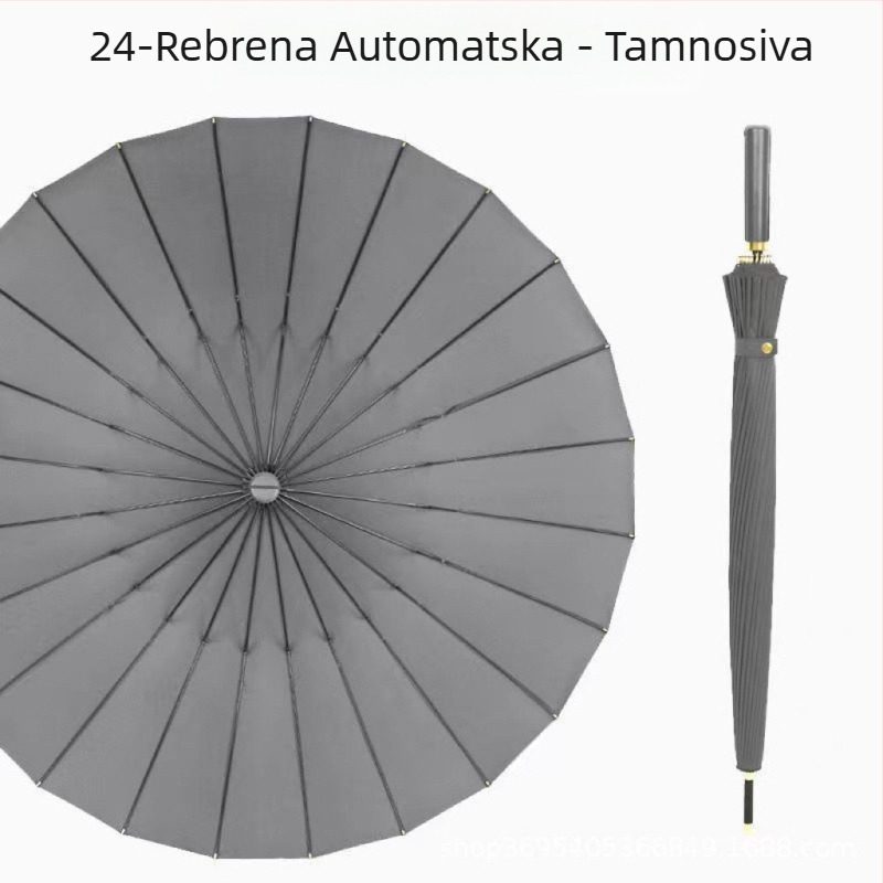 Golf kišobran s dugom ručkom i vodootpornom navlakom, poluautomatsko otvaranje i zatvaranje, automobilski kišobran s ravnom šipkom, jaka otpornost na vjetar, crna gumena krema za sunčanje