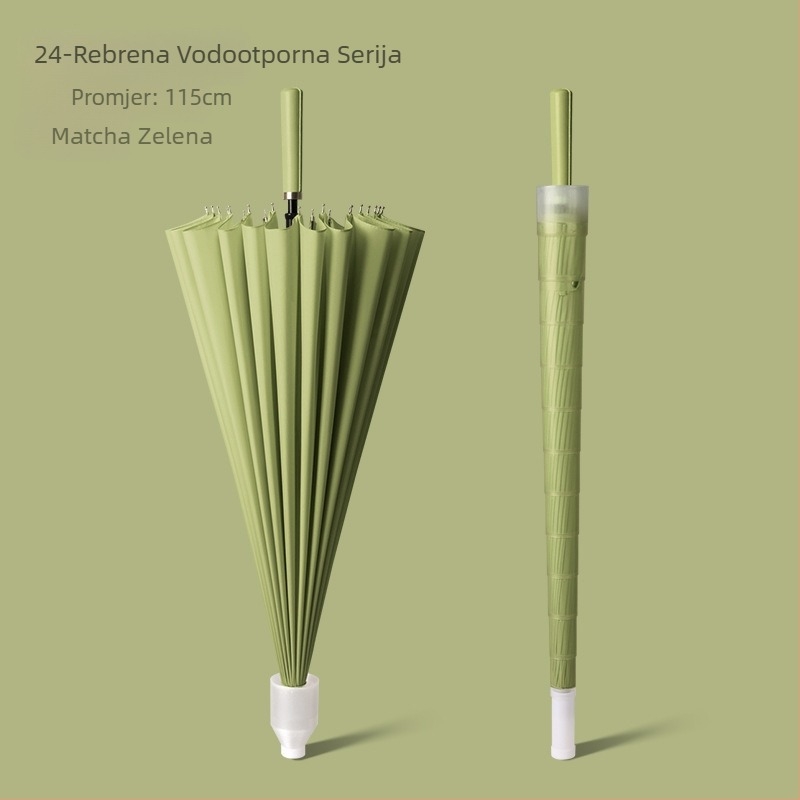 Golf kišobran s dugom ručkom i vodootpornom navlakom, poluautomatsko otvaranje i zatvaranje, automobilski kišobran s ravnom šipkom, jaka otpornost na vjetar, crna gumena krema za sunčanje