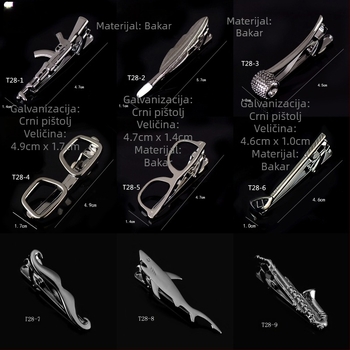 Muška pištoljska crna kopča za kravatu, poslovna jednostavna naočale, cijev u obliku sidra, igla u korejskom stilu, sigurnosna bakrena kopča za kravatu