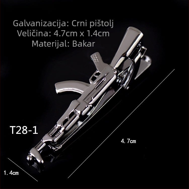 Muška pištoljska crna kopča za kravatu, poslovna jednostavna naočale, cijev u obliku sidra, igla u korejskom stilu, sigurnosna bakrena kopča za kravatu